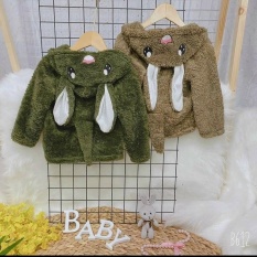 Áo khoác bé trai, gái lông thú đầu thỏ ấm áp mặc mùa đông (8-25kg)