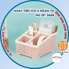 Khay nhựa tiện ích 4 ngăn Việt Nhật 2 size (5696/5688), khay 4 ngăn để bàn đựng bút, đồ dùng đa năng – Buôn rẻ 01288