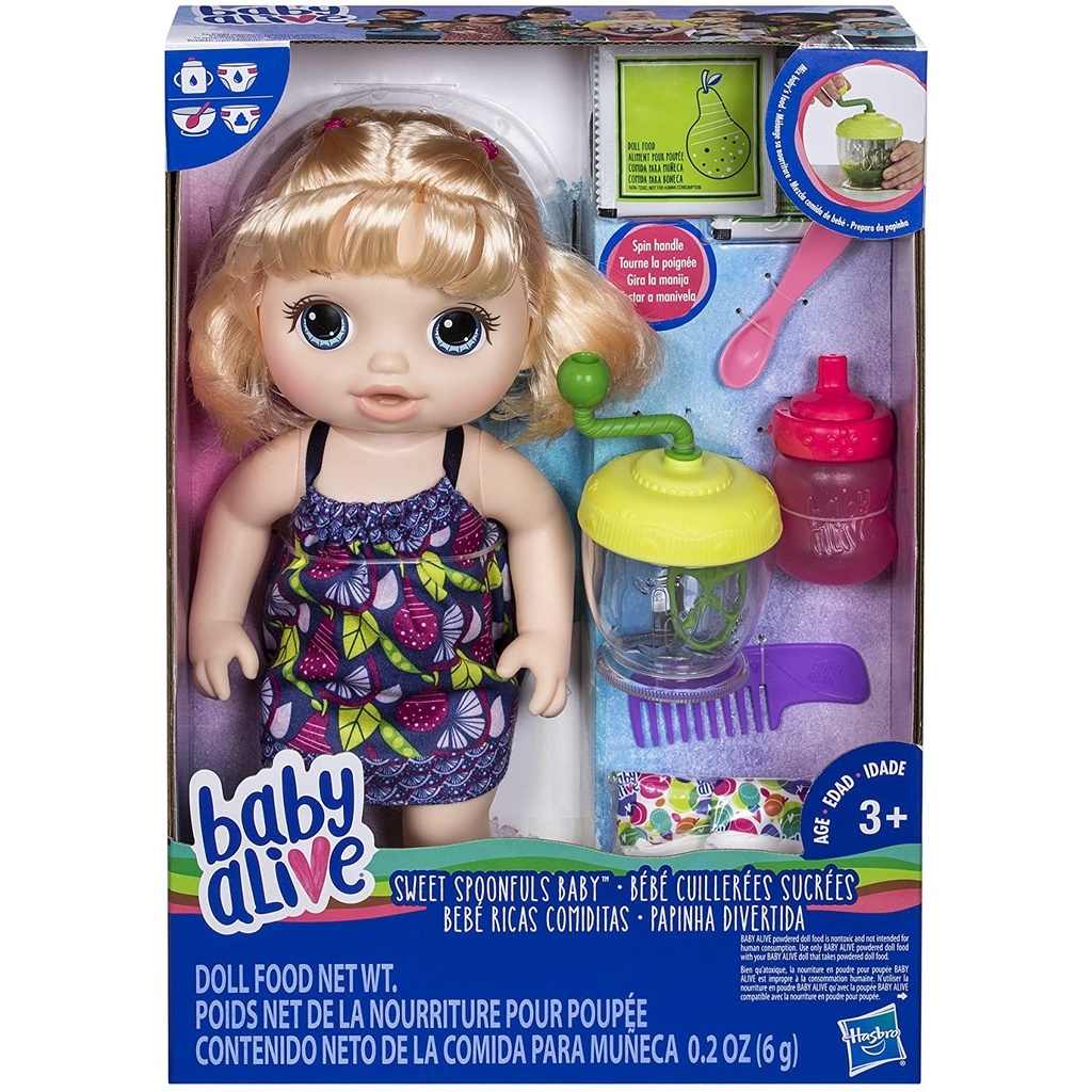 ∋☑✻ Baby Alive Sweet Spoonfuls Blonde Baby Girl Doll Búp Bê Bé Gái E0586 Dễ Thương Xinh Xắn Đáng Yêu