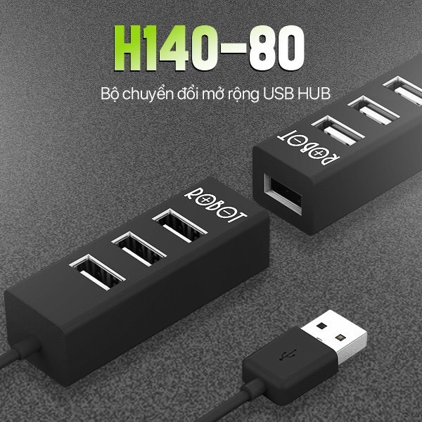 Hot Deals - Bộ chia USB HUB 4 cổng ROBOT H140-80 dài 80cm , đa năng truyền dữ liệu tốc...