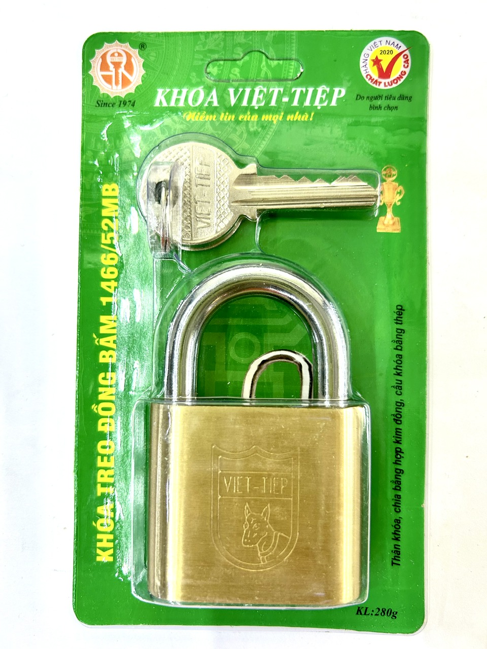 Ổ khóa treo Việt Tiệp đồng bấm ( khóa không dùng chìa ) chính hãng - Khóa LM