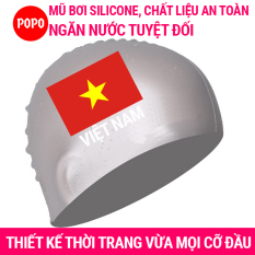 Mũ bơi người lớn, nón bơi người lớn in Cờ Việt Nam POPO CA40 mũ bơi nam, mũ bơi nữ chất liệu silicone an toàn, mũ bơi ngăn nước