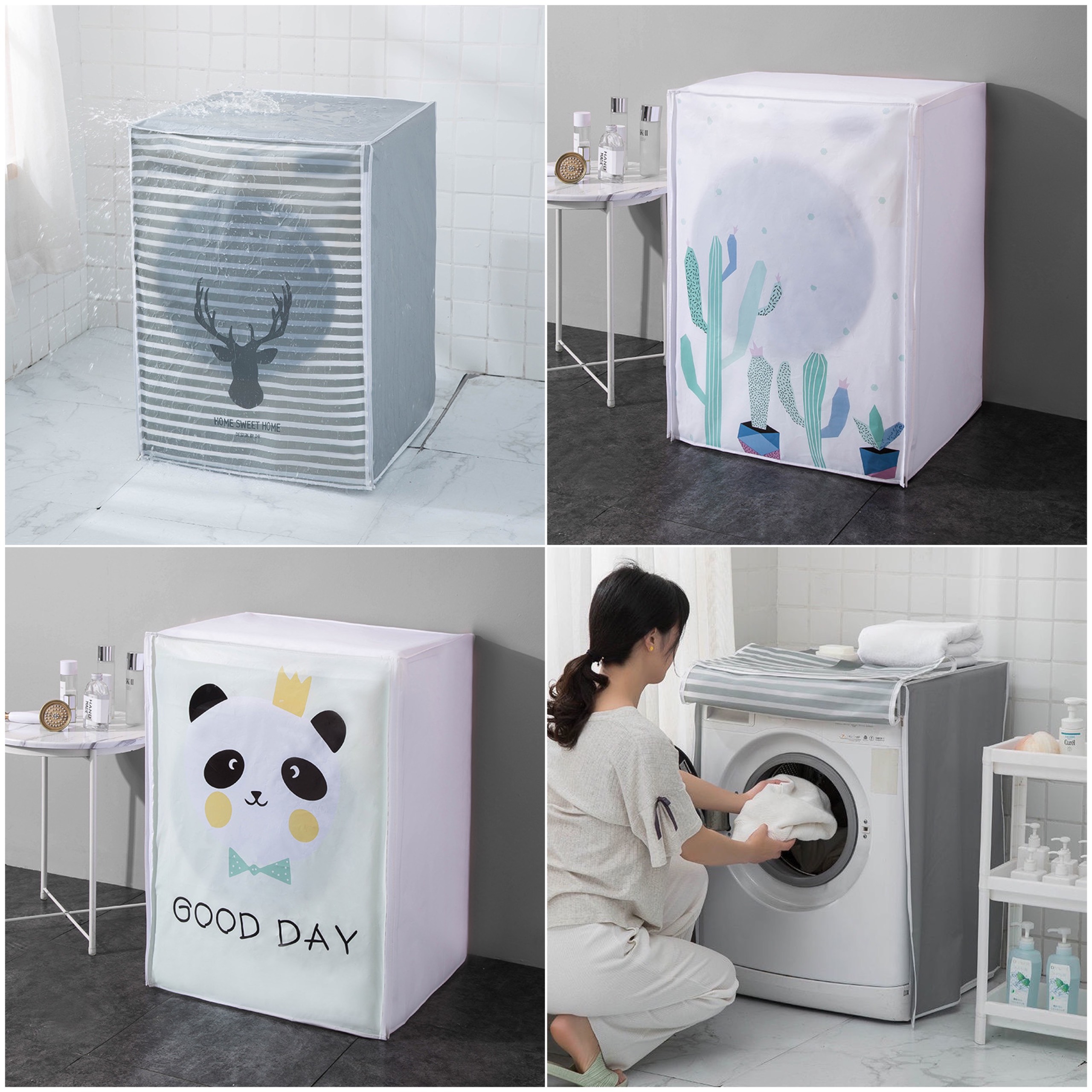 Bọc trùm máy giặt cửa ngang,cửa trên máy dưới 8kg PEVA chống thấm, che phủ máy giặt hàng đẹp