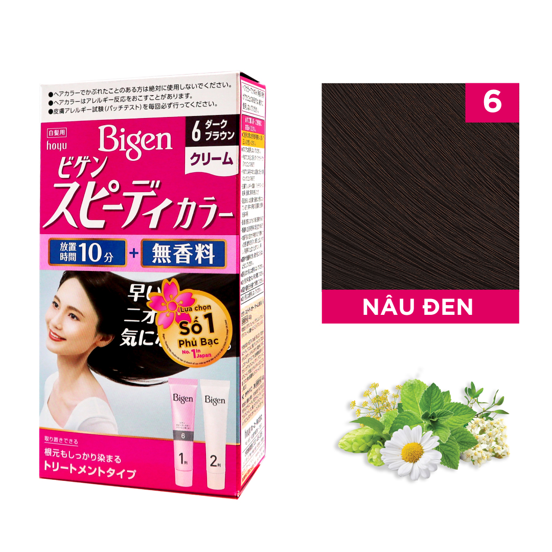 Thuốc nhuộm dưỡng tóc phủ bạc thảo dược Bigen Nhật Nhập Khẩu Nhật Bản-Nâu Đen 6