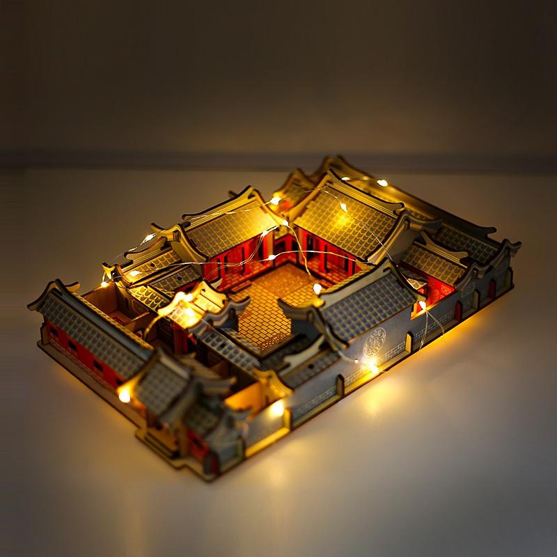 Đồ chơi lắp ráp gỗ 3D Mô hình Tứ hợp viên Laser - Tặng kèm đèn LED USB trang trí