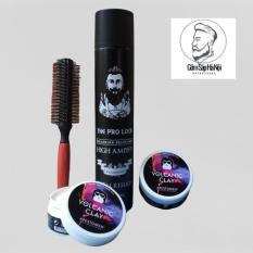 Combo Gôm Xịt Tóc The Pro Ami 400ml + Sáp Vuốt Tóc Volcanic ( Trăng ) + Tăng Lược