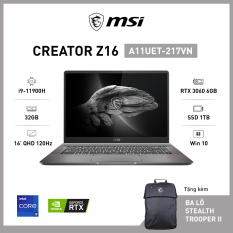 MSI Creator Z16 A11UET-218VN (i9-11900H | 32GB | 1TB | GeForce RTX™ 3060 6GB | 16′ QHD 120Hz | Win 10)