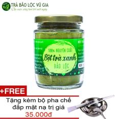 Bột Trà Xanh Nguyên Chất Bảo Lộc Vũ Gia ( 100g/ hũ) – Tặng Bộ Pha Chế Đắp Mặt Nạ Inox – Đắp mặt sạch mụn, hết thâm nám tàn nhan, tắm trắng – Đã được kiểm nghiệm y tế