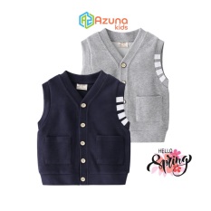 Áo ghi lê cho bé trai AZUNA WELLKIDS gile cài cúc lịch sự ấm áp hàng nhập khẩu