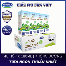 Thùng 48 hộp Sữa tươi Vinamilk 100% Organic 180ml