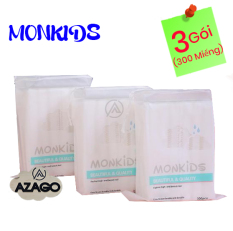 COMBO 3 gói bông tẩy trang 100% cotton 3 lớp mềm mịn thấm hút cực tốt 300 miếng BTT02AZ – Thương Hiệu MONKIDS