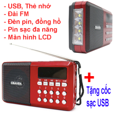 Máy nghe đài FM, Kinh Phật, Nhạc từ thẻ nhớ USB, Có đèn pin – CR65