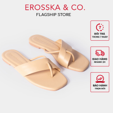 Dép đi biển thời trang Erosska 2021 phối dây cách điệu trẻ trung màu nude DE034
