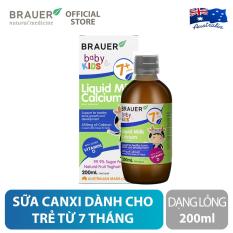 Sữa Canxi Brauer Liquid Milk Calcium dạng lỏng (200ml), hỗ trợ phát triển xương, hệ thần kinh và hệ miễn dịch khỏe mạnh, cho trẻ 7 tháng trở lên