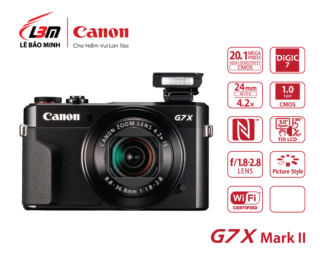 [GIFT- Đồng Hồ][Trả góp 0%] Máy ảnh Canon Powershot G7X MKII - Chính Hãng Lê Bảo Minh