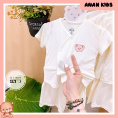 Bộ Sơ Sinh Petit Cài Lệch Cộc Tay Nền Trắng Hi!Mom Mềm Mại, Thoáng Mát Cho Bé