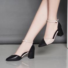Giày cao gót 7 phân bít mũi nối 2 màu LT