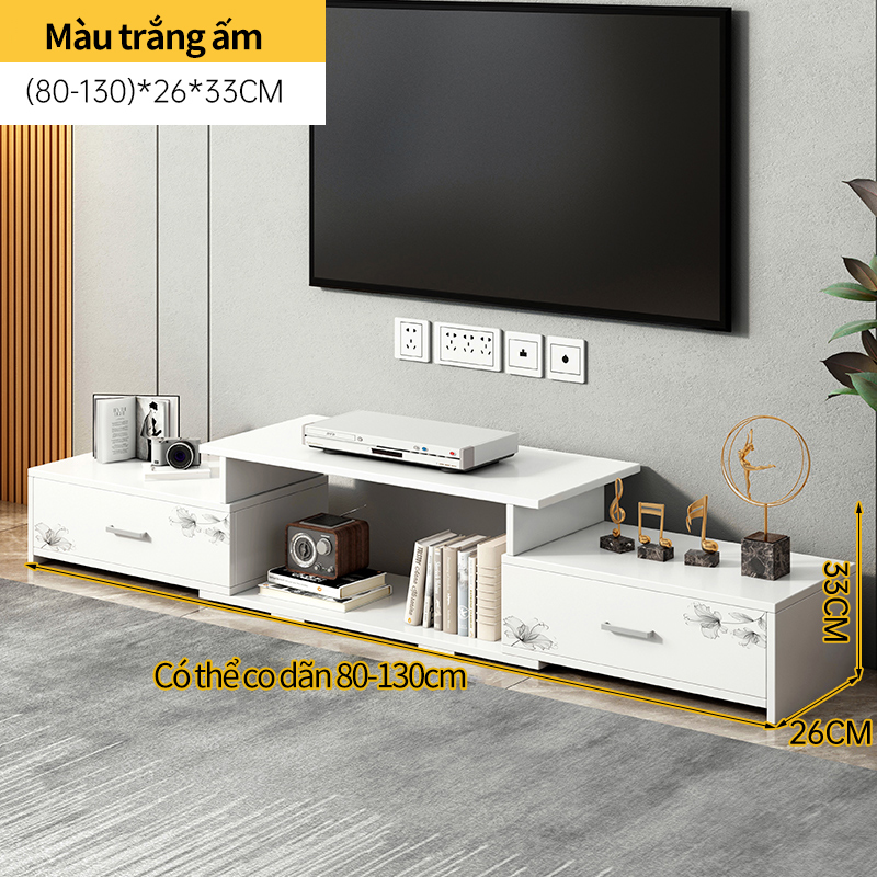 [HCM]Tủ TV kệ tivi màu trắng có thể co giãn độ dài khoảng từ 90-120cm tủ bày tivi đơn giản...
