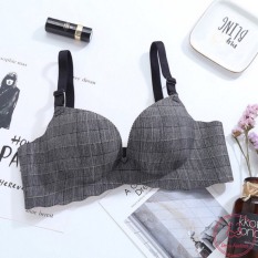 Áo lót nữ, áo ngực nữ đúc su kẻ nâng ngực không gọng đệm dày 3cm hình bàn tay ôm nâng ngực