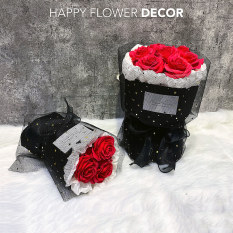 Bó hoa hồng sáp đỏ Classic làm quà tặng bạn gái, người yêu, quà sinh nhật – Happy Flower Decor