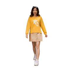 Áo Dài Tay Vải Da Cá in hoa Cúc❤️ Thun Tay Dài In Hoa Cúc ❤️Sweater nữ❤️43-56 kg❤️Ao thu đông nữ In Hoa Cúc 4 Màu – 2638