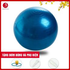 Bóng tập Yoga cao cấp Queen Yoga 65cm dày 2mm chống nổ – Tặng bơm bóng và phụ kiện