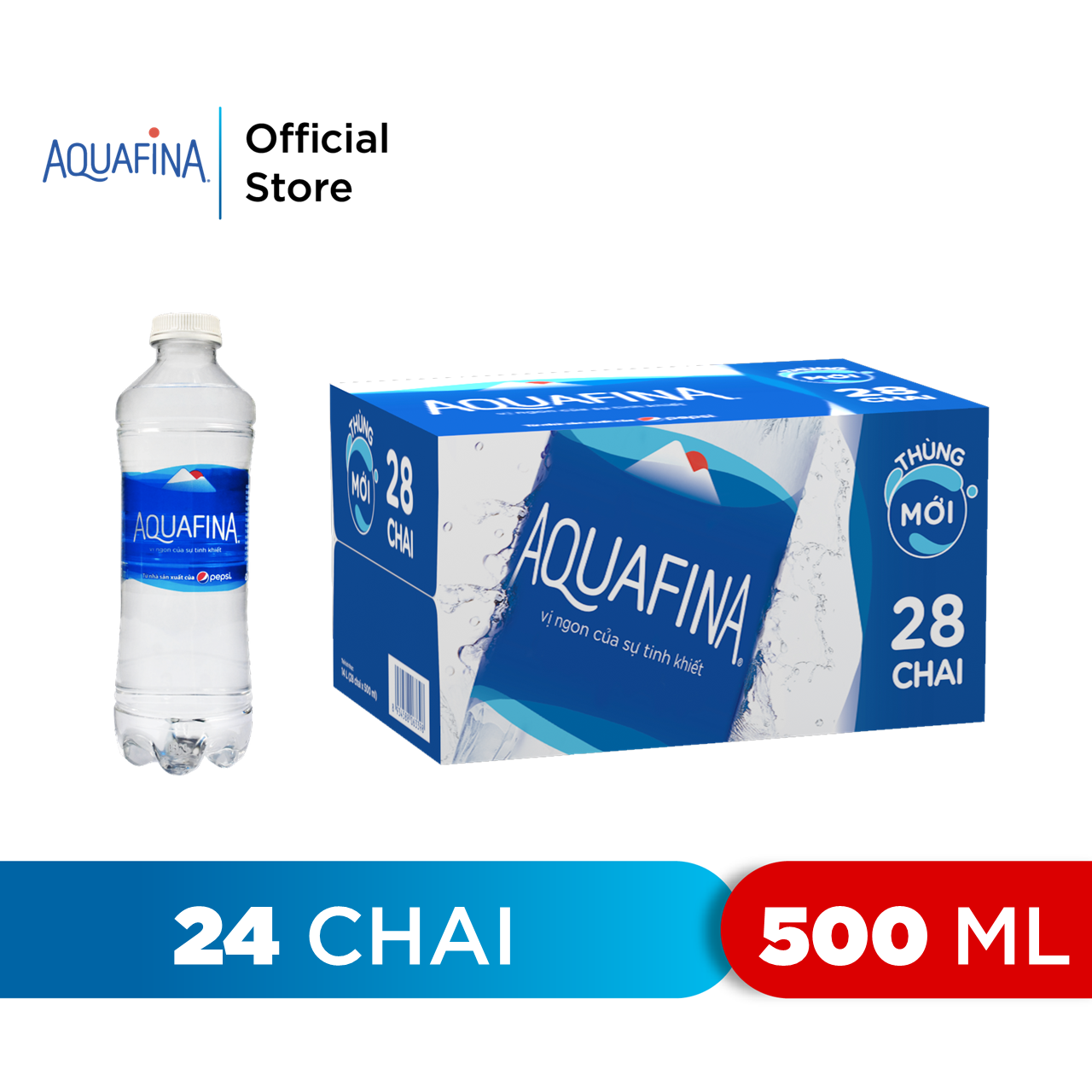 [HCM – FREESHIP 0Đ] Thùng 24 Chai Nước tinh khiết Aquafina (500ml/chai)