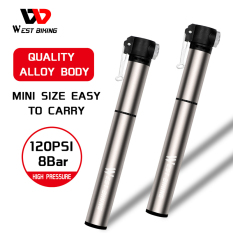 West Biking Bơm Hơi Xe Đạp Di Động, Bơm Lốp Xe Đạp Đường Trường MTB 120PSI Hợp Kim Với Bơm Hơi Bóng Ống Tích Hợp Phụ Kiện Xe Đạp