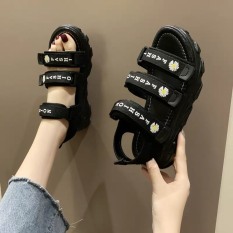 (3 MÀU) Sandal nữ Ulzang thời trang 3 hoa cúc đế cao 3 phối màu đẹp trẻ trung sang chảnh