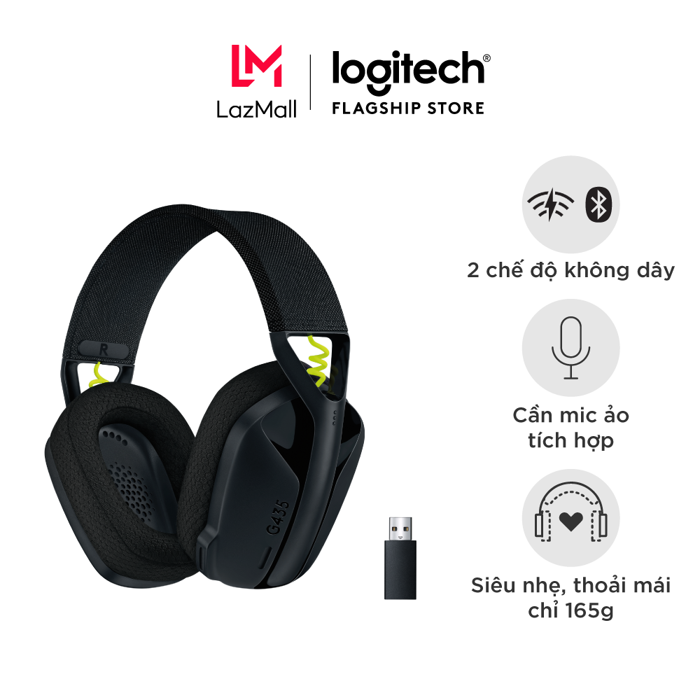 [VOUCHER 150K] Tai nghe game không dây Bluetooth và Lighspeed Logitech G435 – Mic ảo tích hợp, nhẹ, tương thích PC, Điện thoại, PS4, PS5, Dolby Atmos, pin 18 tháng