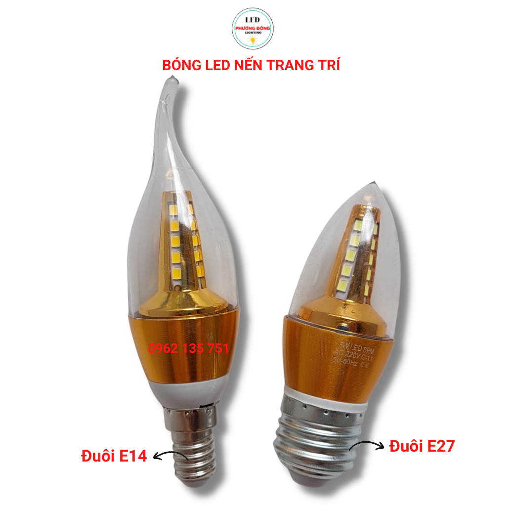 Bóng Đèn Led Nến (Quả Nhót) Dùng cho Đèn Chùm - Đuôi E14, E27