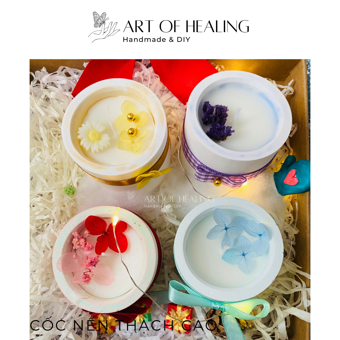 AOH – Art of Healing – Nến thơm cốc thạch cao hoa khô 45gr – Quà tặng Handmade & DIY
