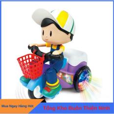 Đồ chơi trẻ em bé đi xe đạp có nhạc bánh xe phát sáng, có âm nhac xoay 360 độ, an toàn cho trẻ