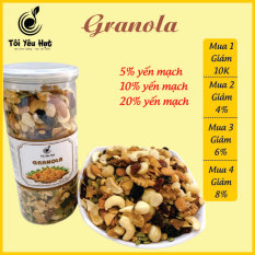 Granola siêu hạt ngũ Cốc ăn kiêng không đường ít yến mạch 500g dùng cho giảm cân, ăn kiêng, tăng cơ, bà bầu, ăn Healthy, không đường , thêm hạt macca, óc chó Tôi Yêu Hạt