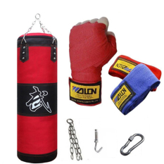 Combo vỏ bao trụ cát đấm bốc zooboo tặng kèm dây xích, móc treo + găng đấm mma walon hở ngón – Chất liệu vải gân bò 3 lớp, lót evar và cao su non giảm chấn