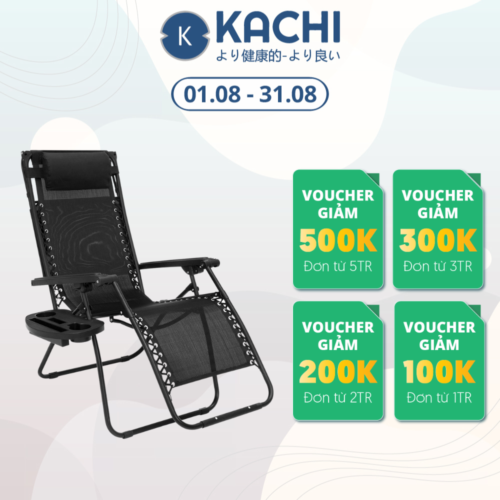 Ghế xếp có khay để ly thông minh Kachi MK116 – Màu đen