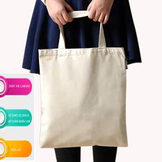 Túi vải tote canvas nữ trơn hàng xuất Nhật có khóa kéo tiện lợi
