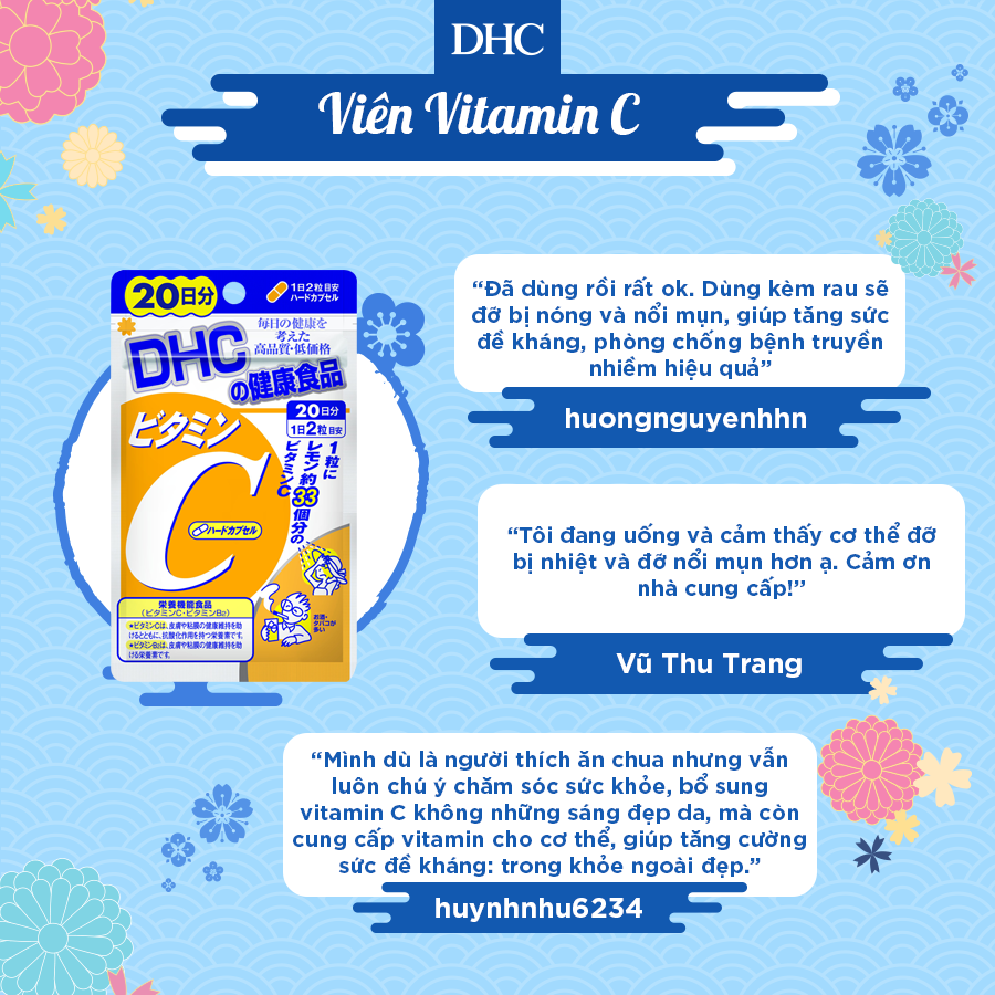 Viên uống DHC bổ sung vitamin C 60 ngày của Nhật Bản