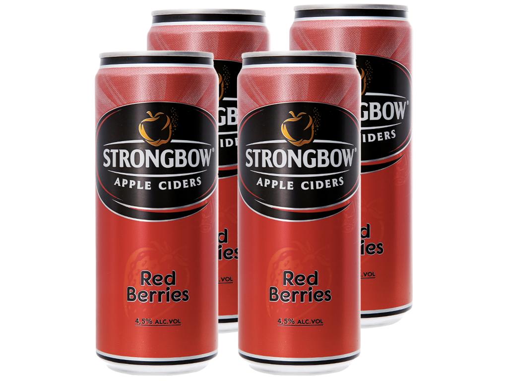 Combo 4 lon STRONGBOW nước táo lên men vị Dâu