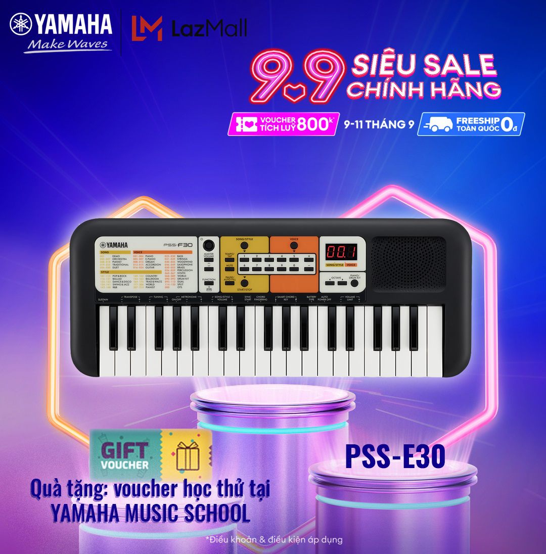 Đàn Organ điện tử (Keyboard) YAMAHA cho bé PSS-F30 với hơn 100 tiếng nhạc và nhạc đệm, phù hợp cho...