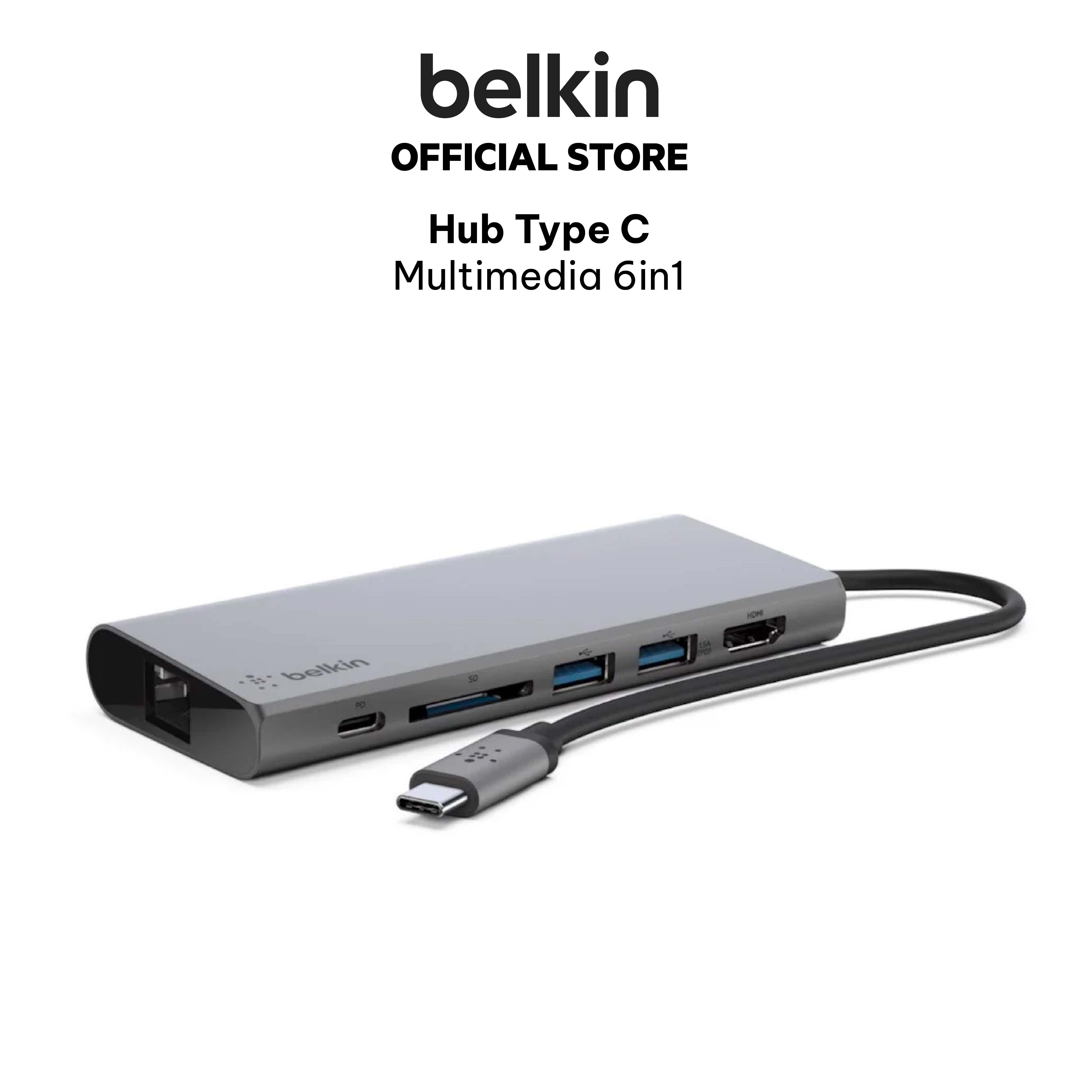 Hub chuyển đổi USB Type C 3.1 Multimedia 6in1 Belkin - Hàng chính hãng