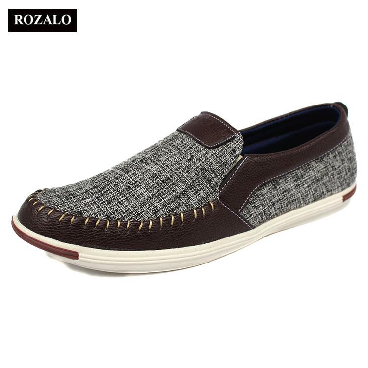 Giày lười vải khâu siêu bền thời trang nam Rozalo R4318