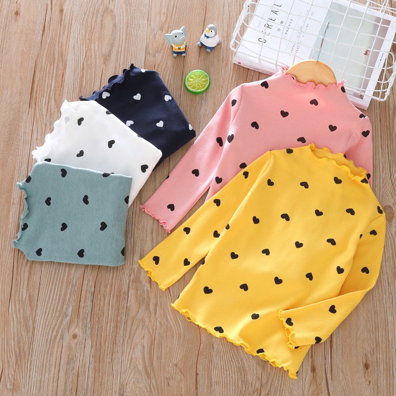 Áo thu đông trẻ em họa tiết Trái Tim xinh xắn dành cho bé gái 7-17kg. Chất len tăm nhẹ,...