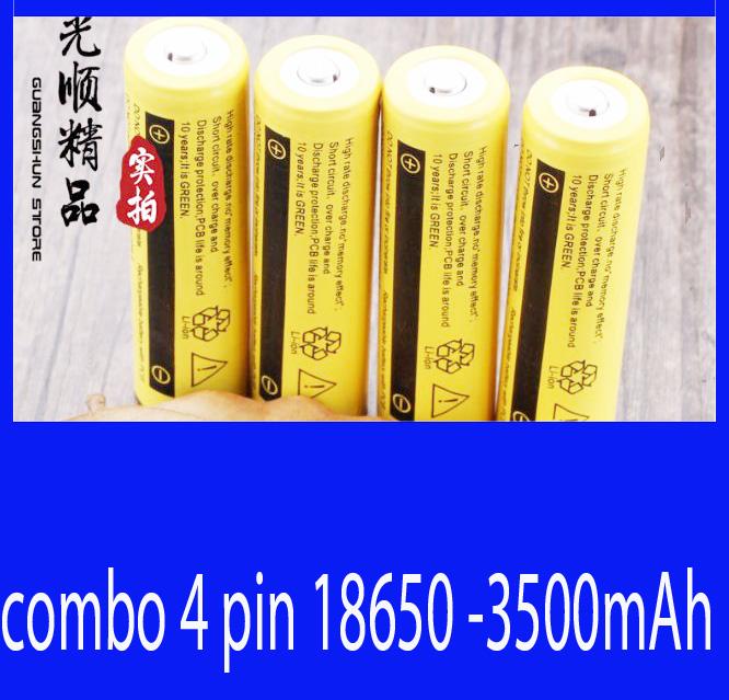 pin sạc 18650 dung lượng 3500mAh- combo 4 pin