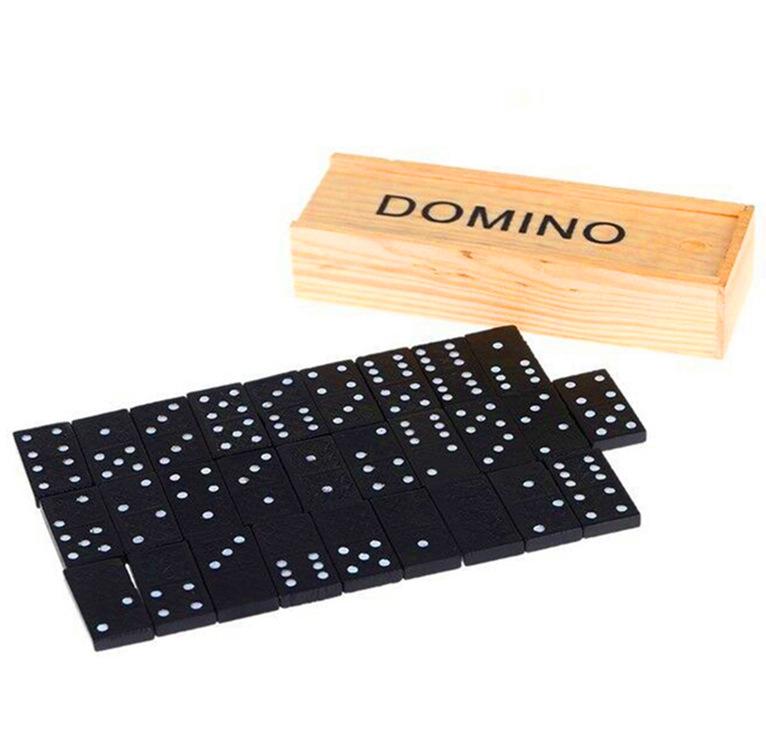 Bộ Đồ Chơi Cờ Domino Có Hộp Gỗ Đựng Cờ Màu Đen