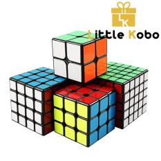 Combo 4 Rubik Viền Đen 2×2 3×3 4×4 5×5 Hàng Đẹp, Xoay Trơn, Siêu Bền Rubic Sticker Đồ Chơi Thông Minh QiYi
