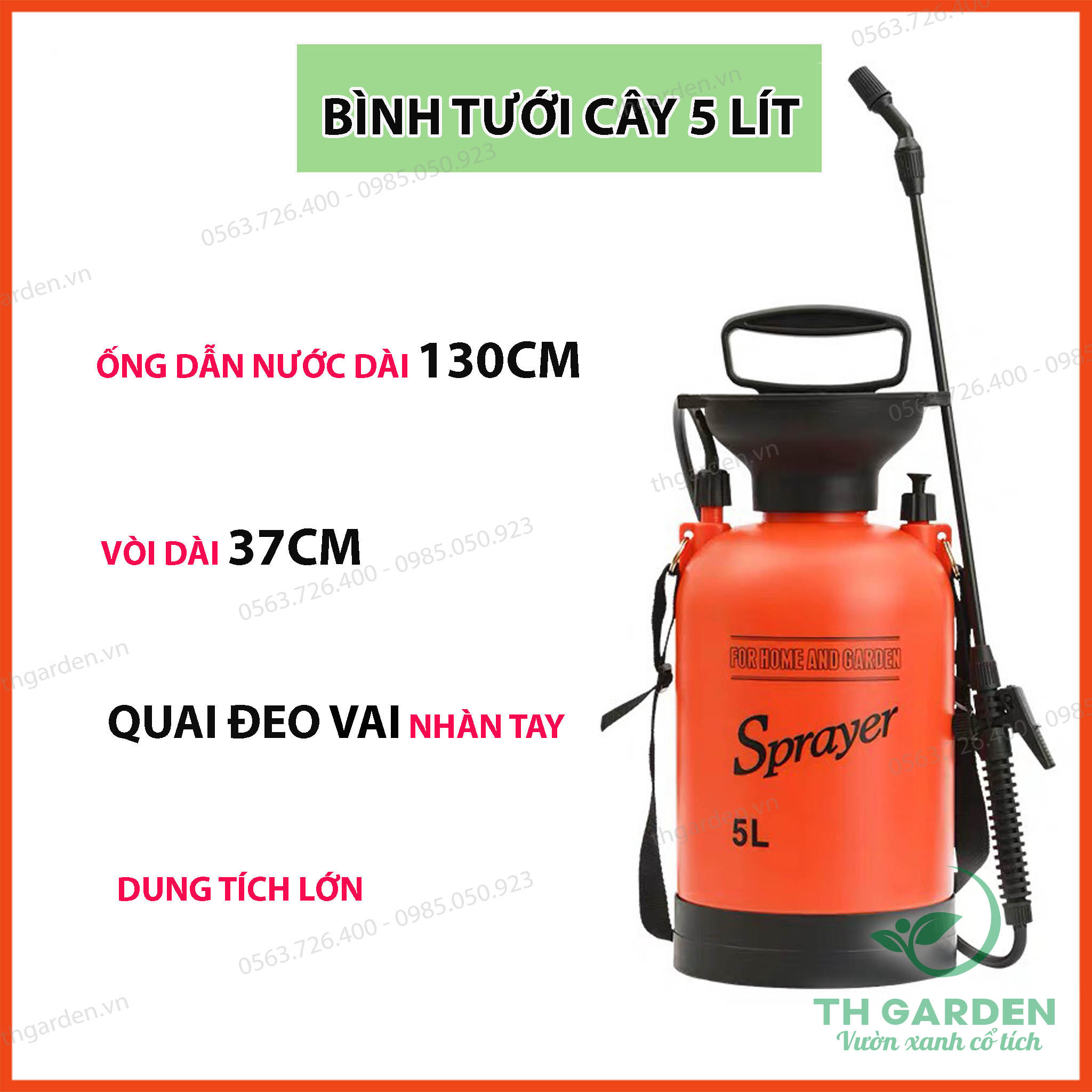 Bình Tưới Cây 5L Cao Cấp TH Garden - Bình Xịt Nước Tưới Cây Cảnh, Cây Hoa - Bình Phun...
