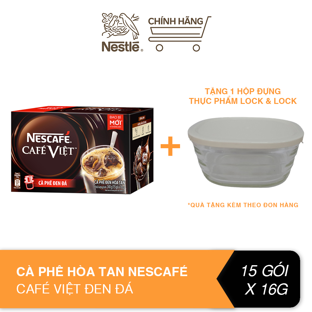 [Tặng 1 hộp đựng thực phẩm Lock & Lock] Cà phê hòa tan Nescafé café Việt đen đá (Hộp 15...