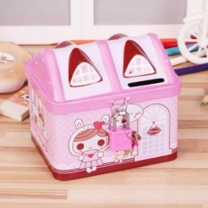 Két Sắt Ống Heo Tiết Kiệm Hình Nhà Có Khóa Mini Cho Bé