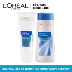 Bộ sữa rửa mặt và nước hoa hồng dưỡng da trắng mượt đều màu L’Oréal Paris White Perfect